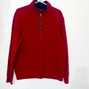 Nautica Half-Zip Red Fleece Pullover Sz L